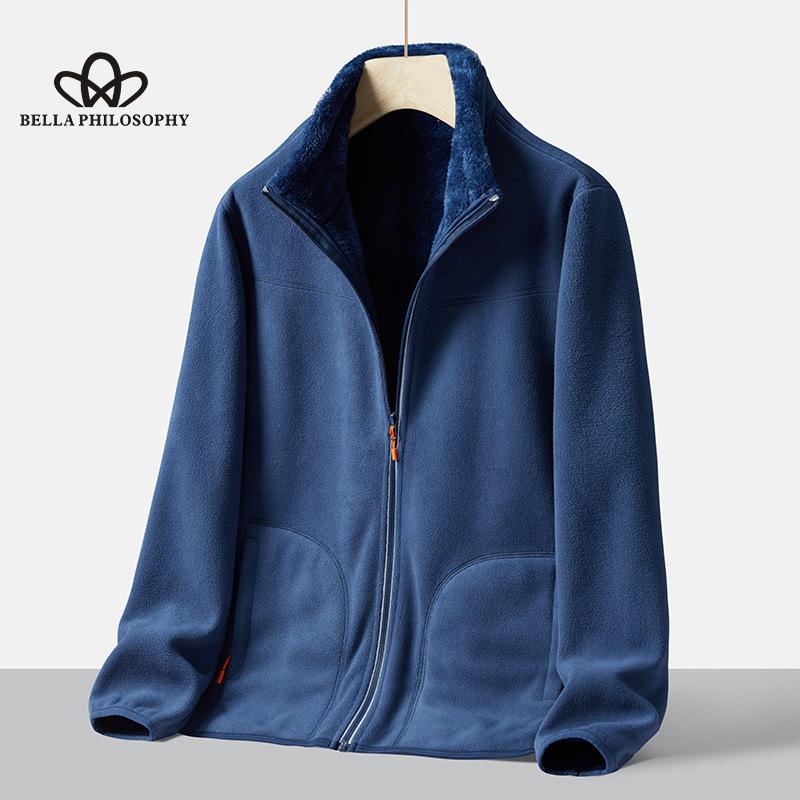 Autumn Winter Double-sided Wearing Fleece Clothes Vertical Collar Fleece-lined Warm Fleece Coat Fashion Casual Warm Coat