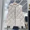 Autumn and Winter Duck Down European Version New Solid Color Versatile Big Pocket Vest Hooded Down Vest Women