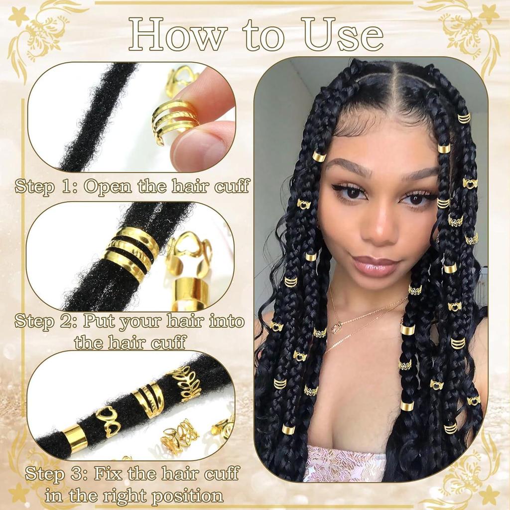 40-Piece New Dreadlock Hair Ring Set - Floral Tube Hair Accessories