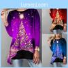 Damen Weihnachtsbaum Tops Gemütlich Langarm Lässig Weihnachten Pullover T-Shirt Bluse