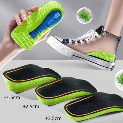 Palmilhas de aumento de altura de espuma de memória para homens mulheres sapatos pés planos arco apoio palmilhas ortopédicas tênis calcanhar elevador sapato almofadas