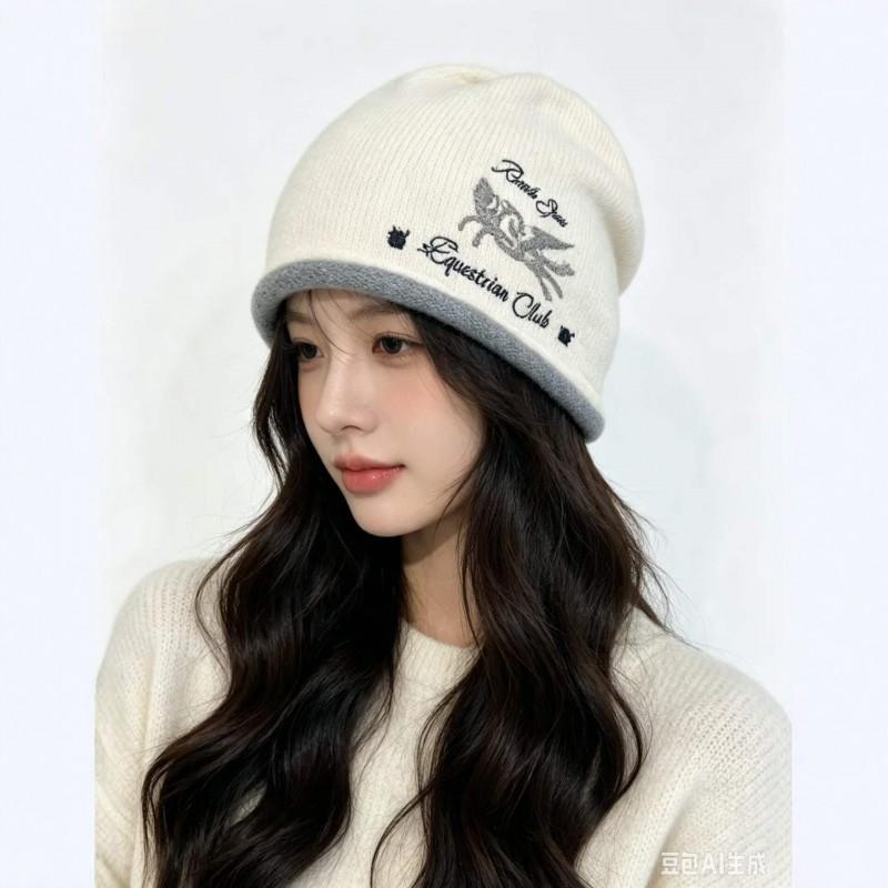 Womens Winter Knit Beanie Hat Warm Fleece Lined Ear Cover Adjustable-Free Foldable Acrylic Cap Cold Weather