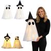 Outdoor Halloween Tabletop Ghost Decoration with Witch Hat Lightweight Fabric Cover for Porch and Garden Seasonal Party Decor