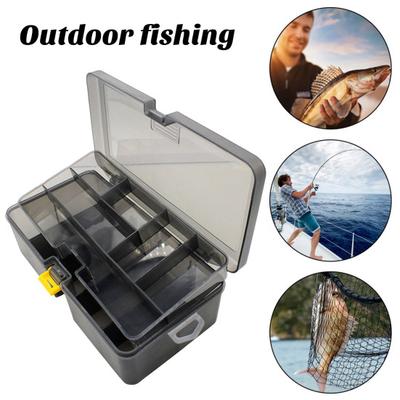 Double-layer Fishing Lure Box with Adjustable Dividers Clear Portable Waterproof Heavy Duty Bait Accessories Organizer Storage Case Container