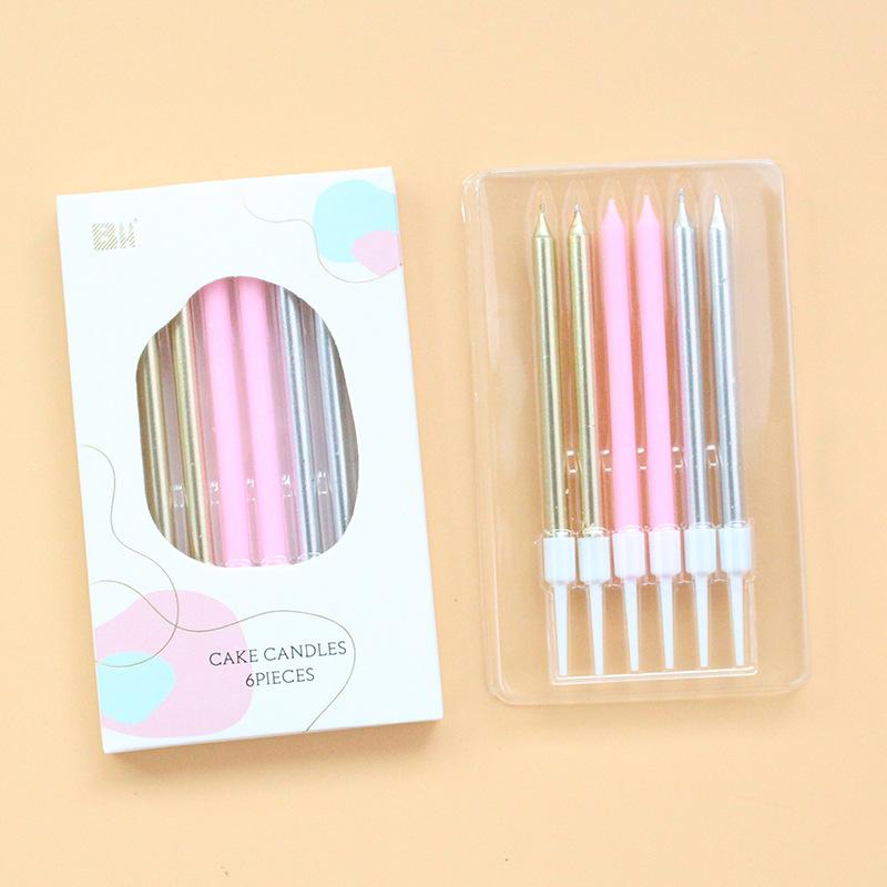 

Free Bubble Birthday Candle Golden Silver Romantic Party Decoration Pink Fresh 6 Boxed Candles Free bubble candle