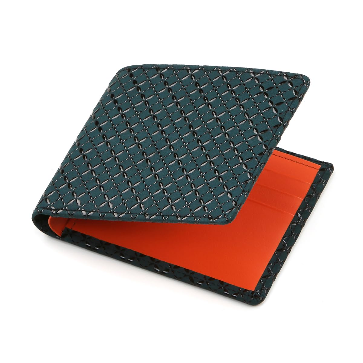 

Inden HISOCA Hisoka Traditional Craft Koshu Inden Deerskin Lacquer Original Brand Wallet Green with Black Lacquer and Shippo Pattern [Inden-ya]