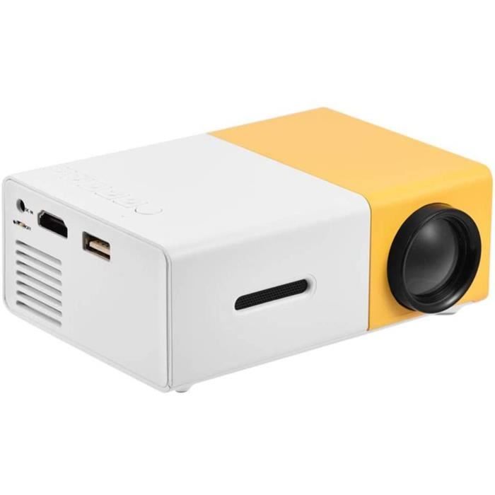 Tragbarer LED-Projektor YOSOO - Stilvolles HD-Mini-Heimkino - HDMI, AV, USB - Weiß/Gelb