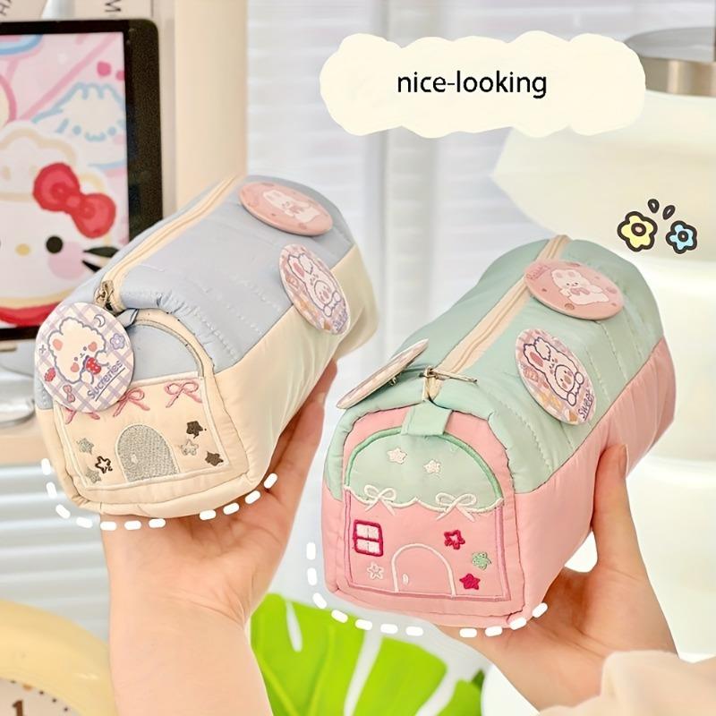 House Shaped Large Capacity Pencil Case, Kawaii Desk Stationery Storage Bag for Students