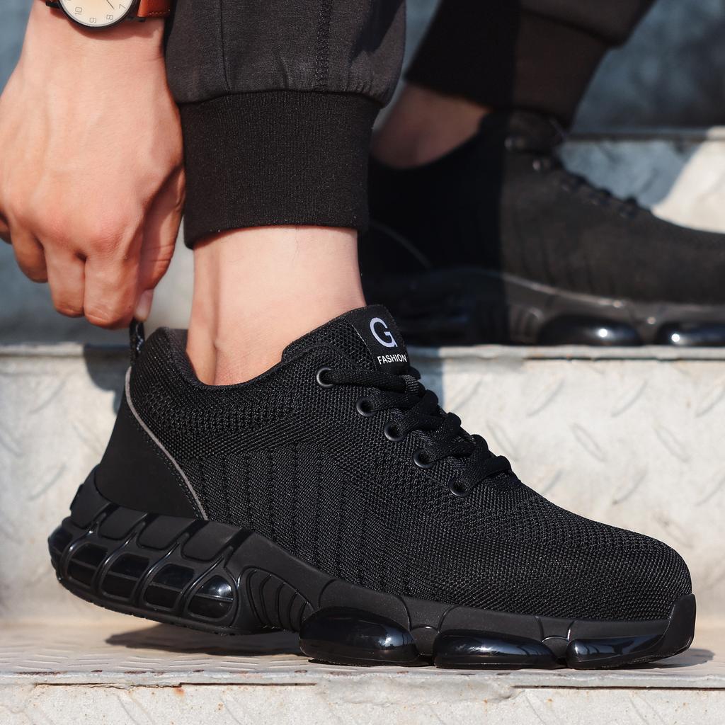 Steel Toe Protective Men's Safety Shoes Breathable Puncture Resistant Reinforced Sole Men's Work Shoes Men's Fashion Sneaker