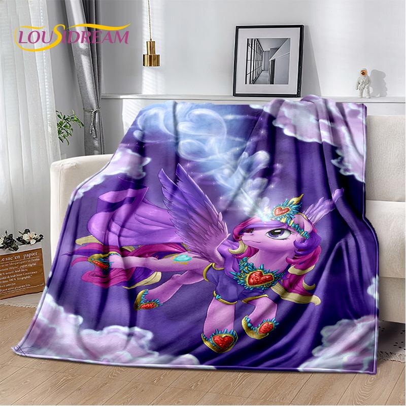 Cute 3D P-Pony Cartoon Unicorn Soft Plush Blanket,Flannel Blanket Throw Blanket for Living Room Bedroom Bed Sofa Picnic Kid Gift