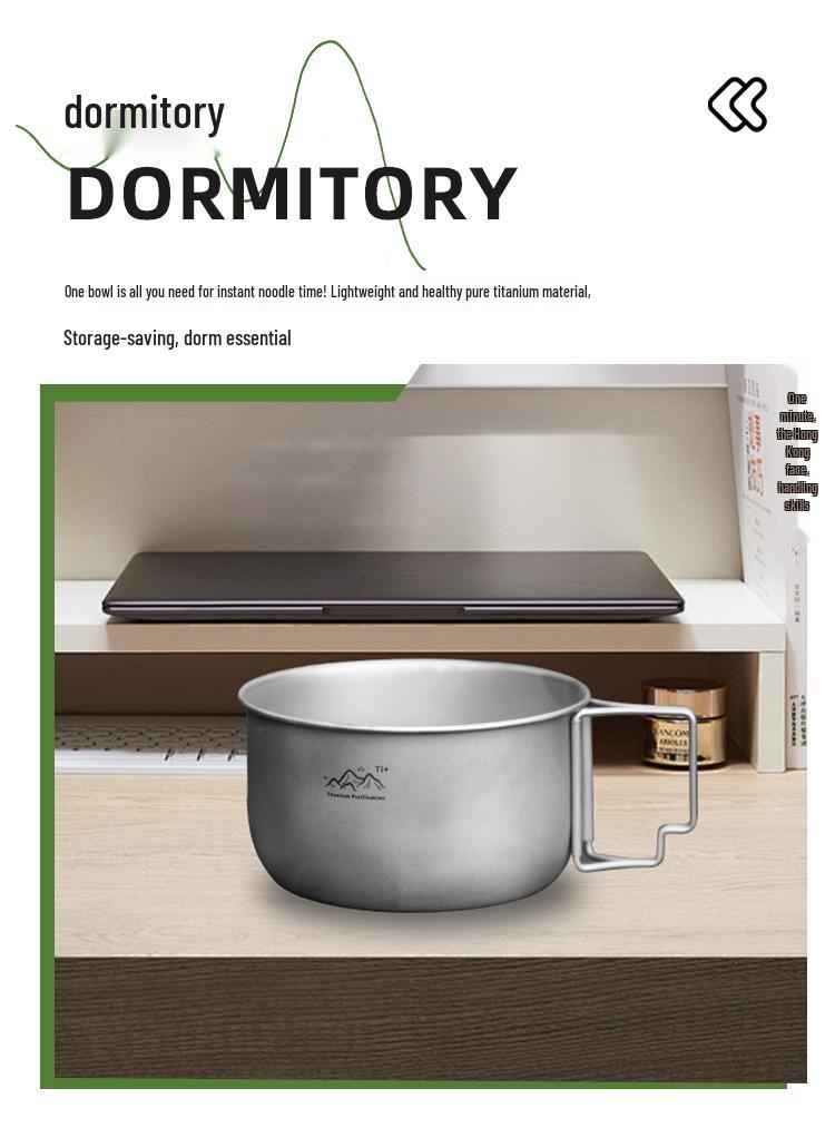 Portable Foldable Titanium Camping Cookware: Multi-functional Purification Pot and Instant Noodle Bowl