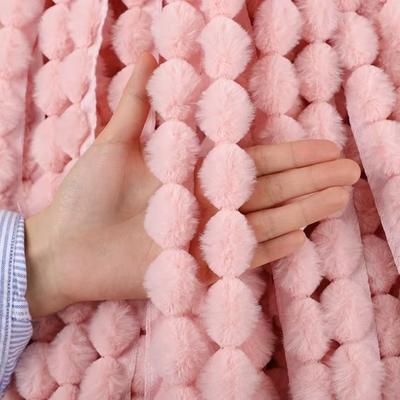 Nastro con Pompon in Finta Pelliccia di Coniglio da 1M Striscia per Polsino in Lana Lavorata a Mano Bordo Soffice Costume di Scena Traspirante