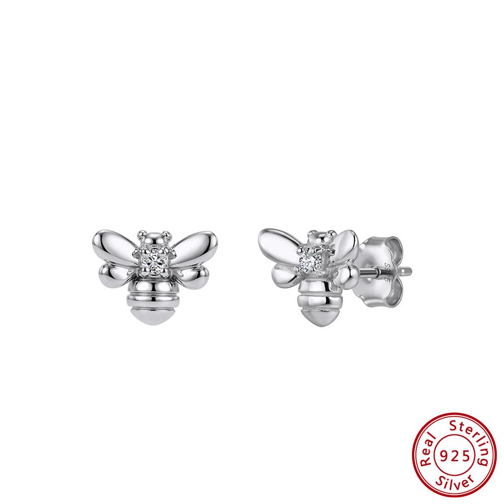 

Effie Queen 925 Sterling Silver Cute Insect Bee Stud Earrings Cubic Zircon Animal Bee CZ Earring Wedding Party Jewelry APE155