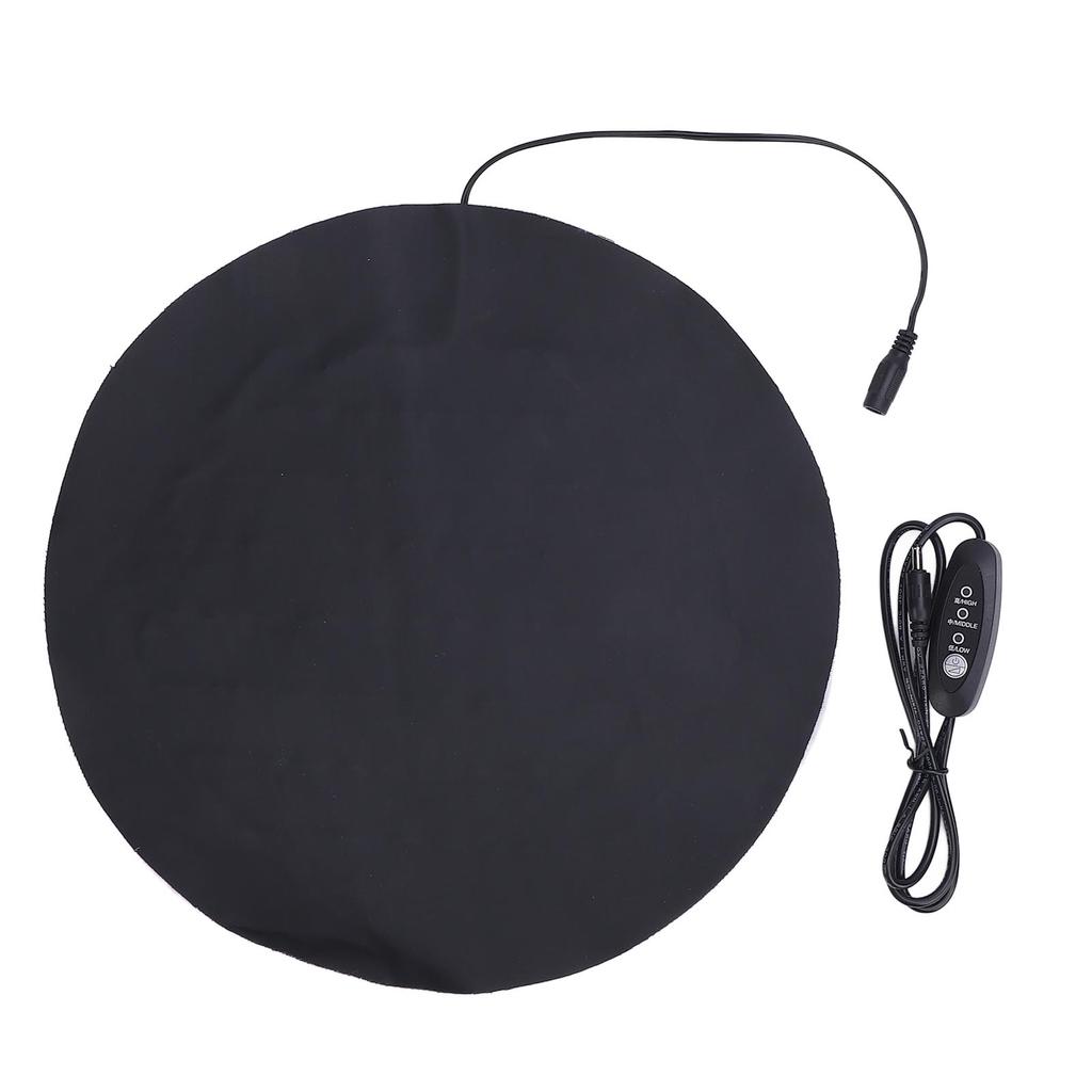 USB Heating Pad for Small Pets PU Leather Round Heated Plate 3 Levels Temperature