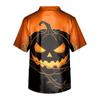 Men's Halloween Print V-Neck Short Sleeve Pocket Scrub Top for Caregiver Uniform