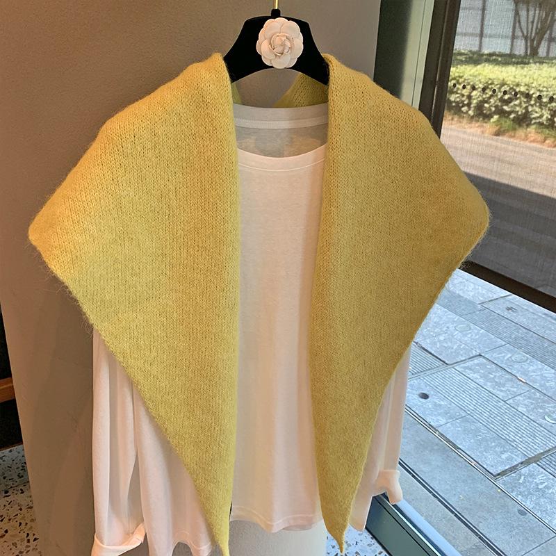 Brushed Knit Triangular Scarf Shawl - Plus Size, Warm, High-End Feel for Autumn/Winter