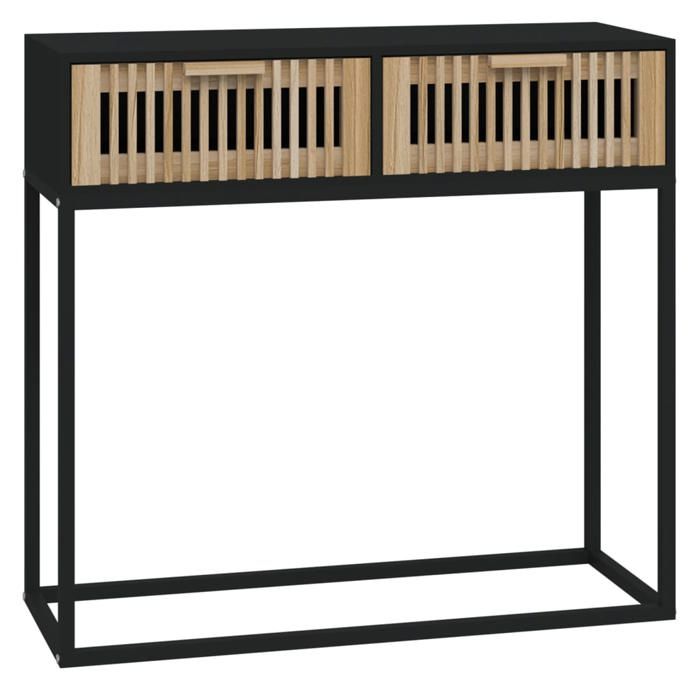 VidaXL Console Table, Side Table with 3 Drawers, Living Room Storage Furniture, Scandinavian, Black Wood 352104