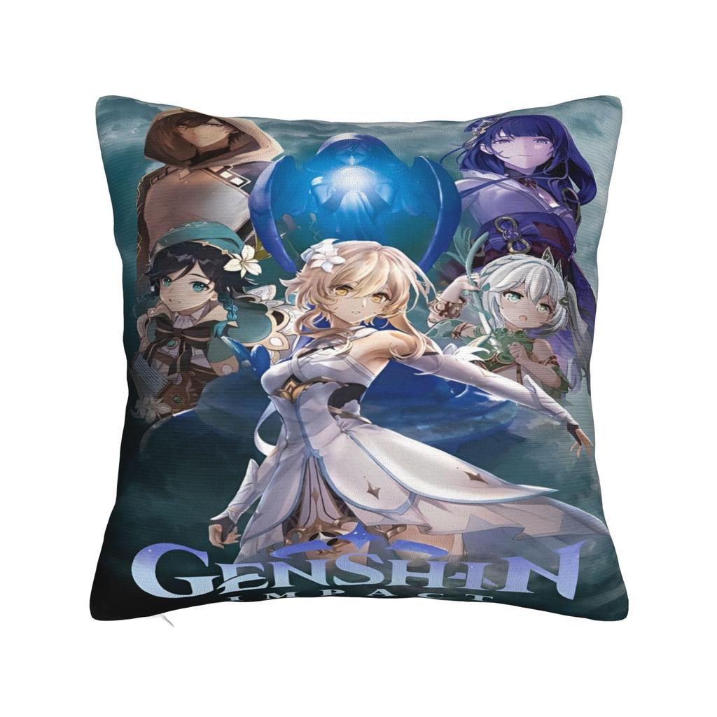 genshin impact game Printed Pillowcase Cushion Cover  Throw Pillow Cover Soft and Sweet Bed Decor Square Multi Size