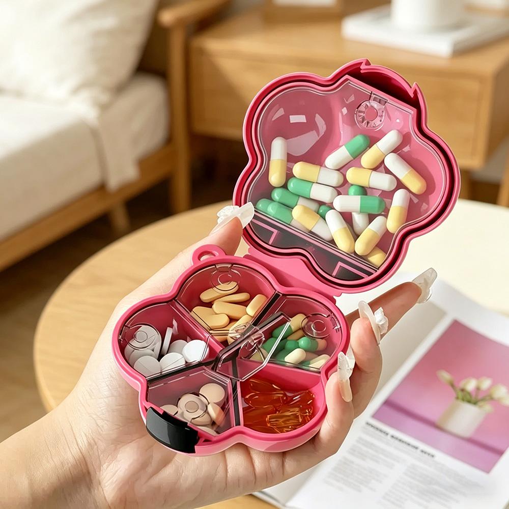 Mini Portable Dopamine Flower Pill Box Sealed Moisture-Proof Travel Medication Case