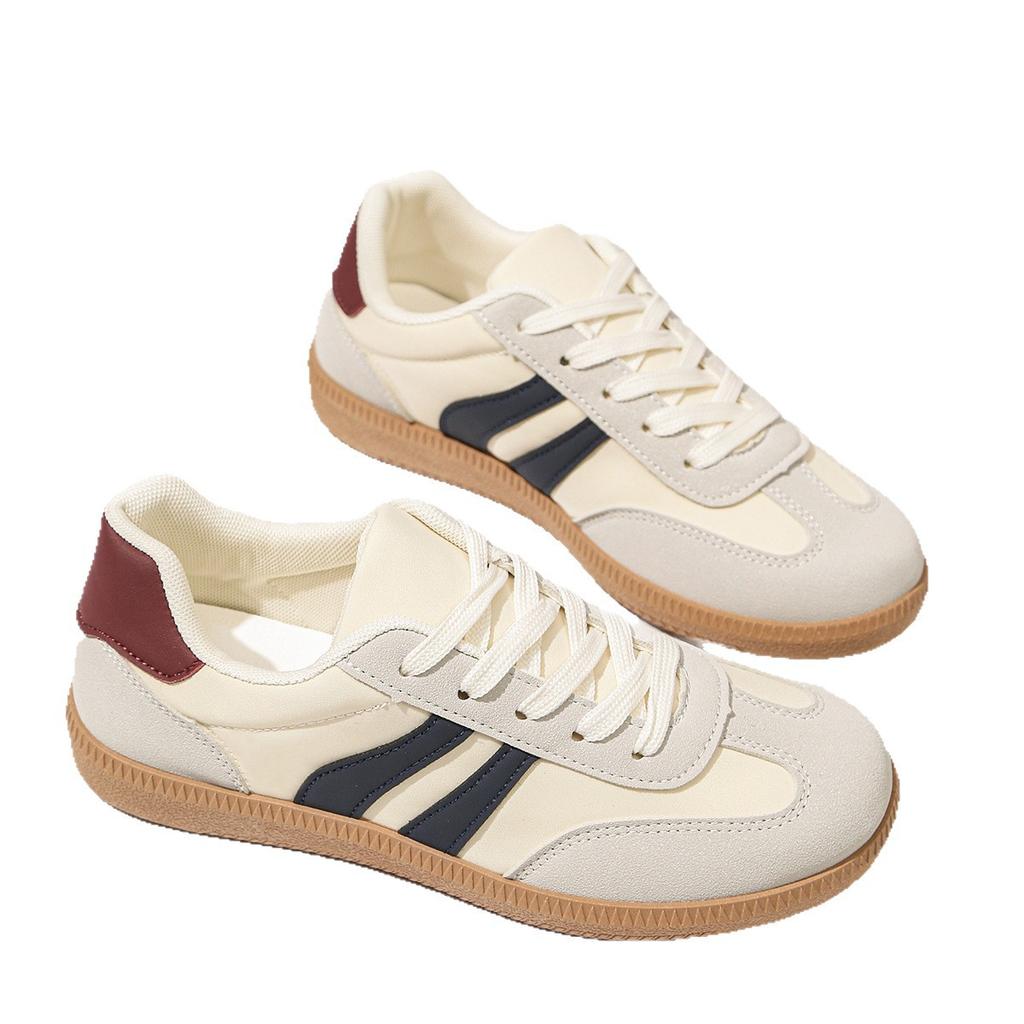 Large Size 202 Spring New Flat-bottomed Casual Non-slip German Training Shoes Lace-up Light Sports Shoes Women