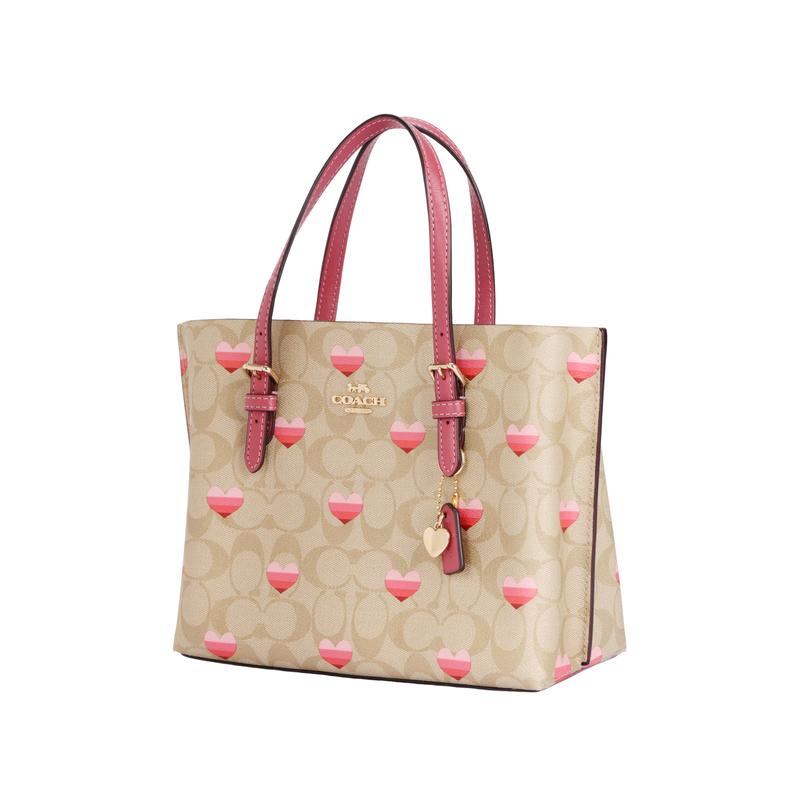 COACH Mollie Tote Classic Old Flower Sail Love Print Artificial Leather Tote Bag Tote Bag Shopping Bag Hand Crossbody Bag 25 Women's Khaki