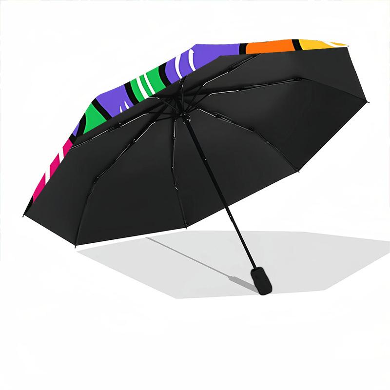 1pc Abstract Colors Automatic Folding Umbrella - Compact 8-Rib Design, Durable Plastic & Iron, Lightweight for Outdoor Daily Use165