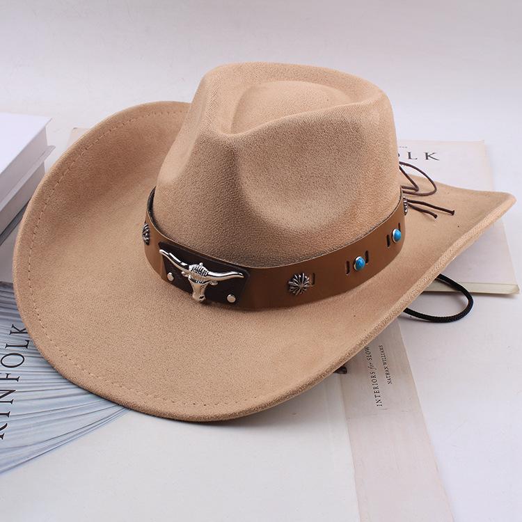 Western Cowboy Style Tibetan Fashion Top Hat Autumn/Winter New Collection Deer Skin Velvet Large Edge Riding Hat