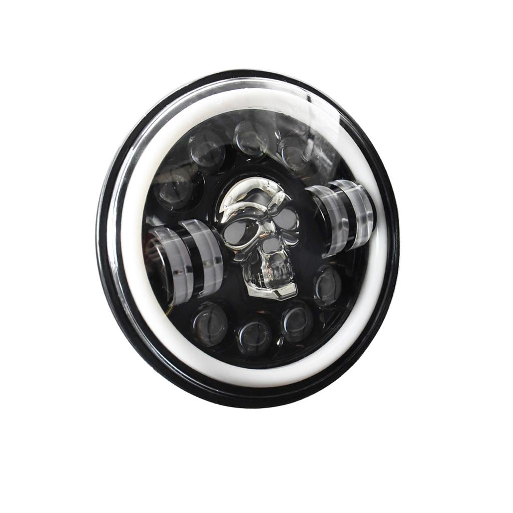 2st 7 tums rund LED-strålkastare skallmönster LED-strålkastare med höglågljus blinkers DRL och
