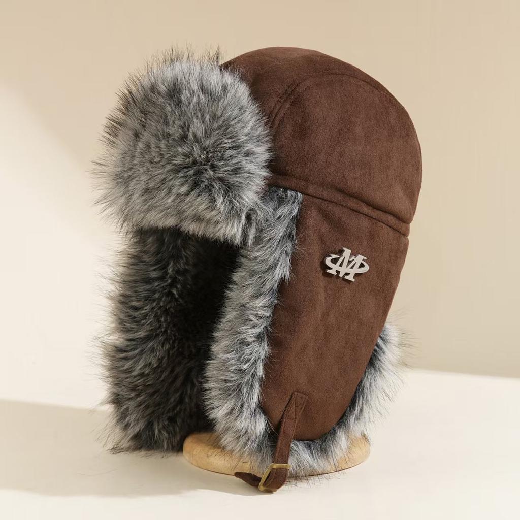 Windproof Ski Hat Men'S Winter Velvet Thickened Warm Ear Protection Riding Cotton Hat Northeast Outdoor Cold-Proof Thunder Hat