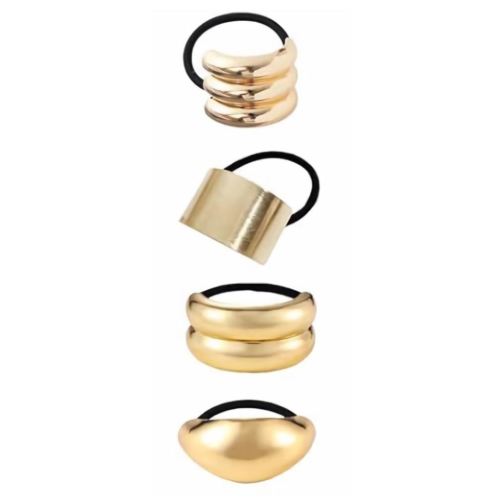 

Серебристая Металлическая Эластичная Резинка для Волос Золотистого Цвета Держатель для Хвоста Классическая Повязка на Голову Женская Set 2