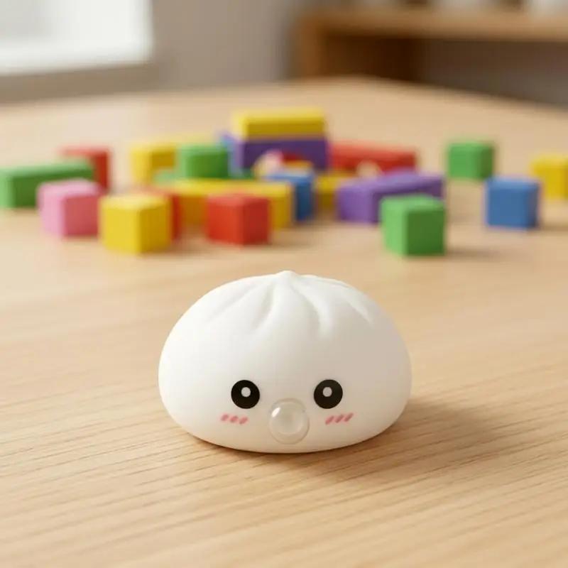 Cute Bubble-Blowing Squeeze Bun With Steamer Basket Toy Squishy Dumpling Stress Relief Fidget Toy Gift