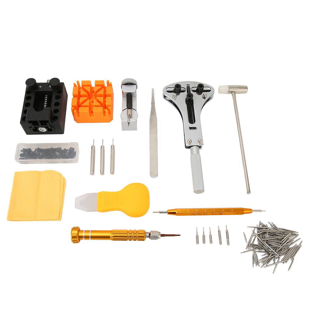 Watch Repairing Kit Watch Battery Replacement Watch Case Opener Complete Watch Tool Kit with Brown