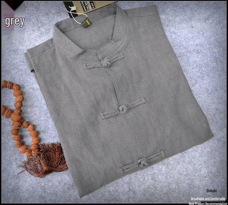 Men's Long-Sleeve Cotton Linen Chinese-Style Tang Suit Jacket - Spring Retro Button Zhongshan Design