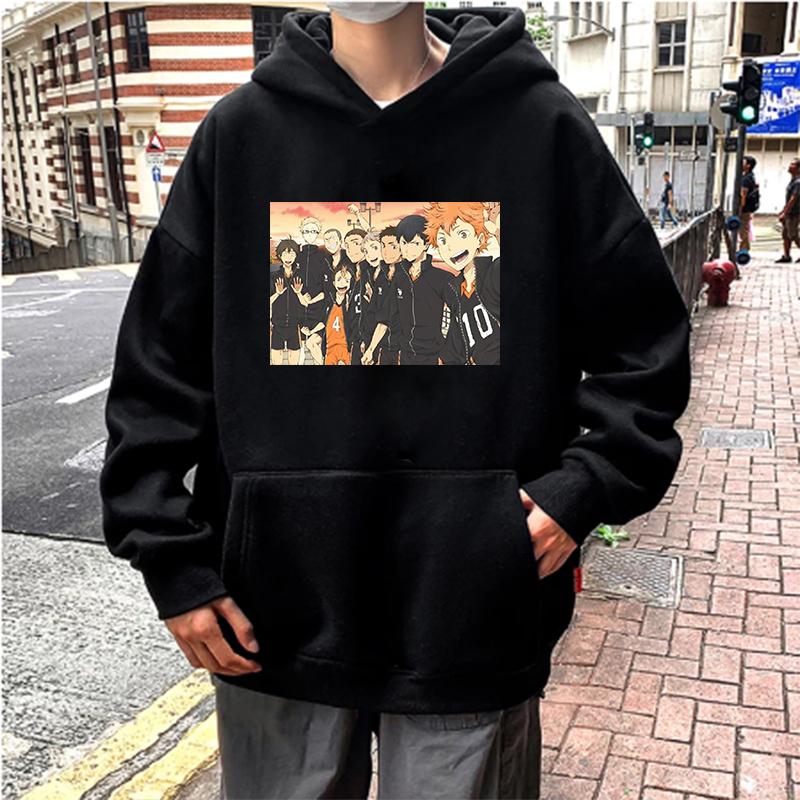 Anime Haikyuu Team Printed Hoodies Sweatshirts Men Karasuno Volleyball