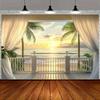 Sfondo Scenico 2D Balcone sulla Spiaggia per Servizio Fotografico di Matrimonio e Festa