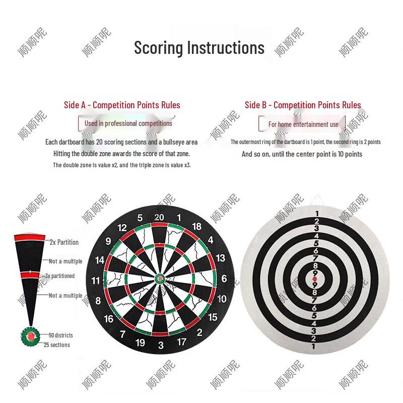 18-inch Dubbelzijdig Bevlokt Dartbord Set met 10 Verzwaarde Darts