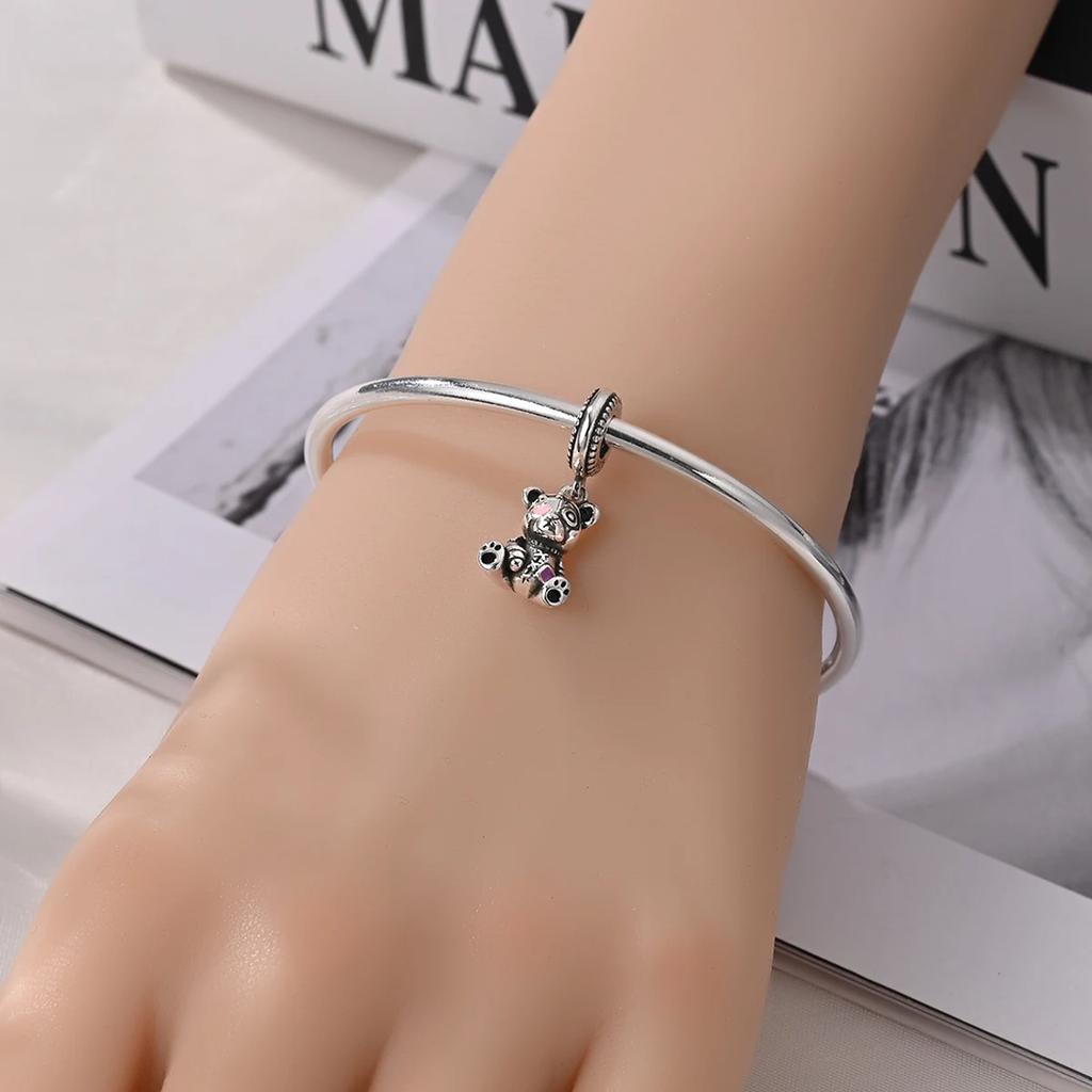 925 Silver Polar Bear Love Bead Happy Bear Series Fit Diy Bracelet Necklace Cute Kids Birthday Party Gifts