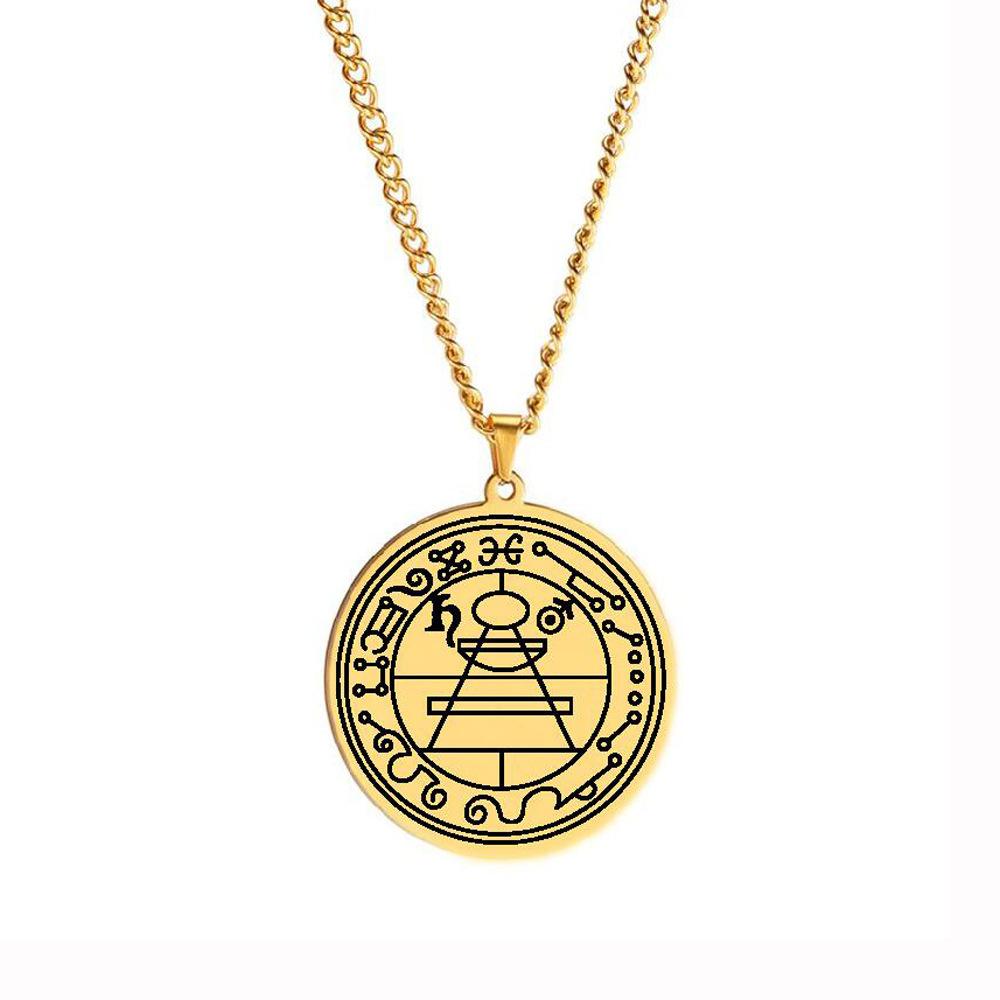 Pendant Solomon Lucky Round Irregular Geometric Symmetrical Pattern Amulet Necklace