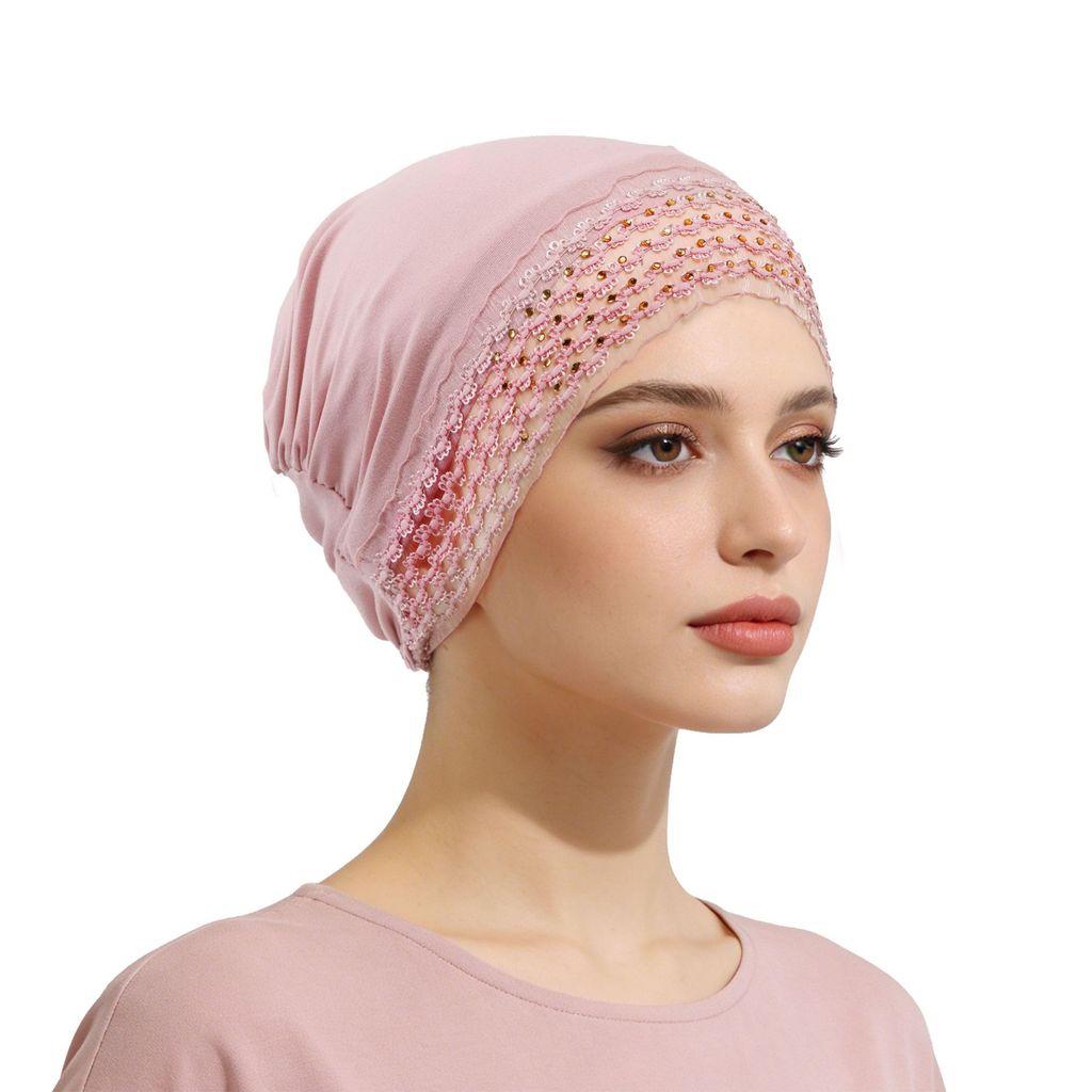Silk Cotton Sunshade Headscarf With Adjustable Fit And Rhinestone Decor For Summer And Winter Fashion