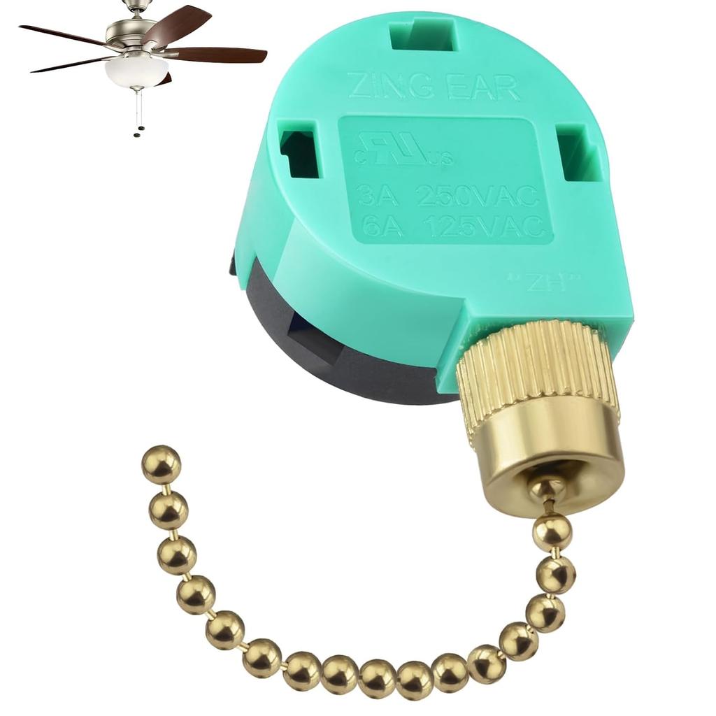 Ceiling Fan Switch ZE-268S6 3 Speed 4 Wire, Switch Control Replacement for Ceiling Fans, Hampton Bay Fans, Hunter Fans, and Standing Fans, Wall Lamps