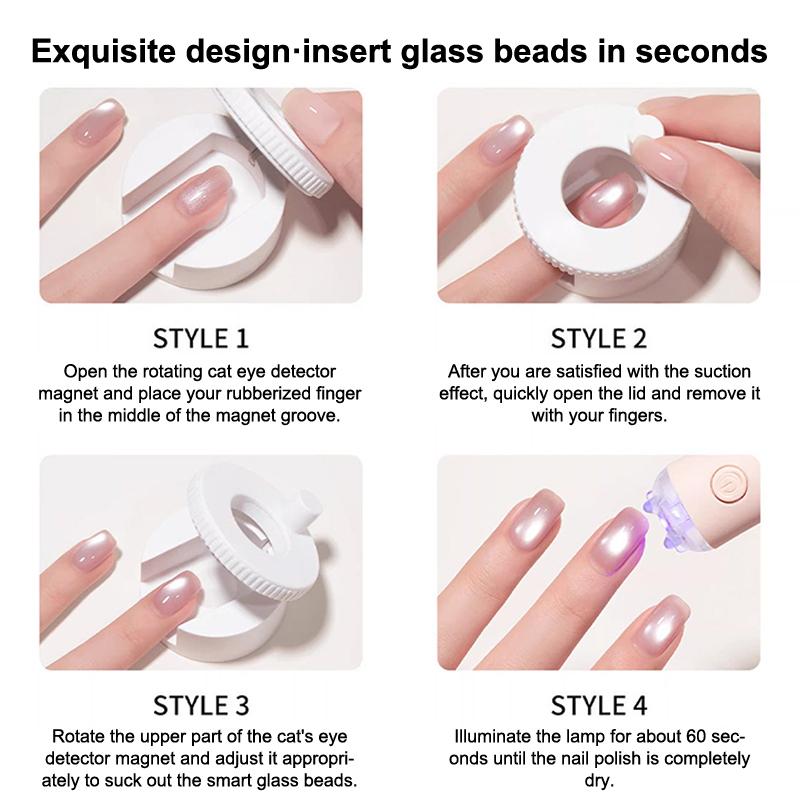 Rotating Cat Eye Nail Magnet Multifunctional Wide Light Glass Bead Effect Strong Automatic Magnetic For Gel Nail Polish