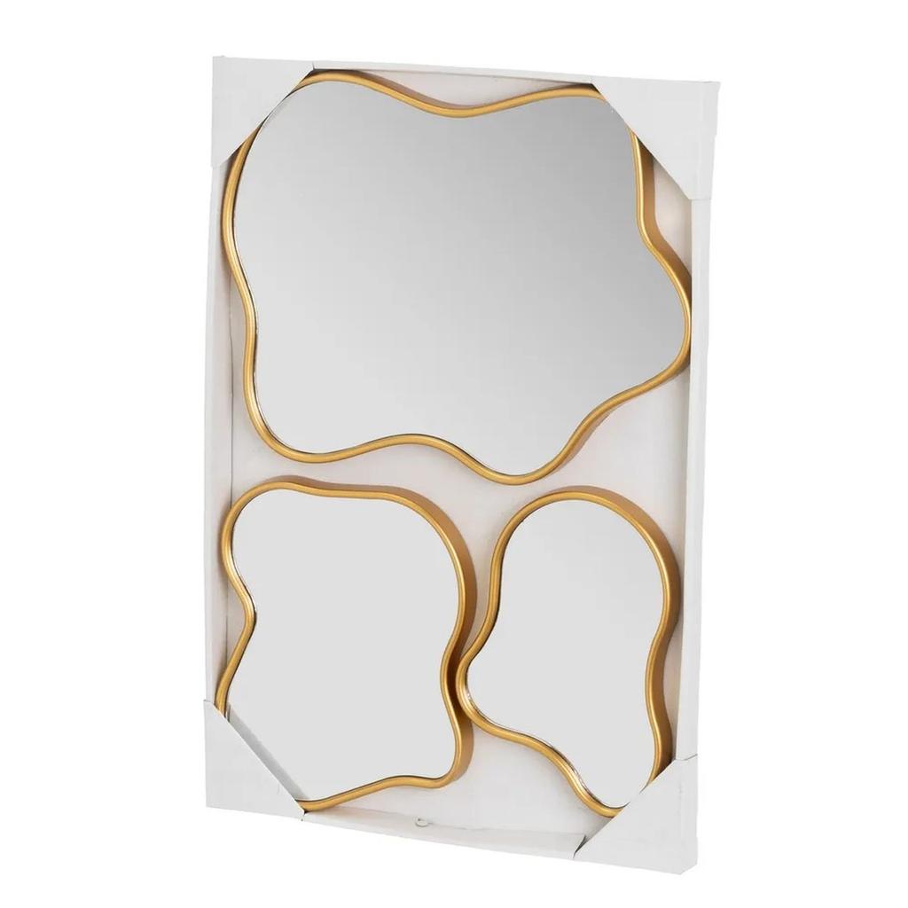 Set Of 3 Gold Wall Mirrors.