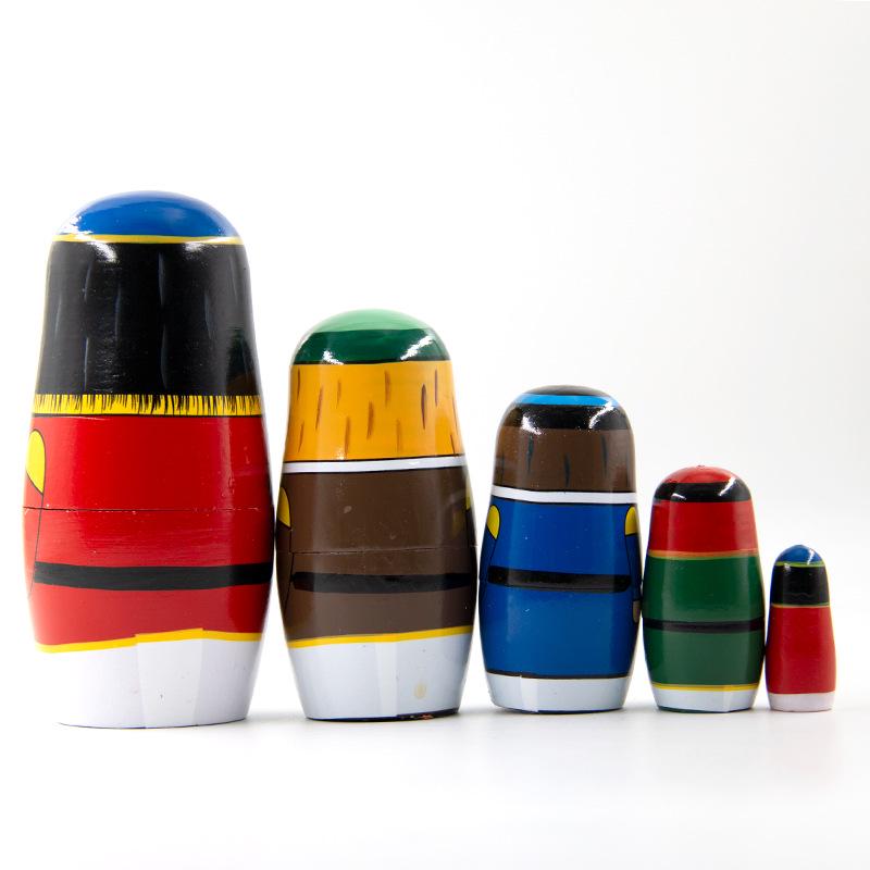 Russian Nesting Dolls - Five Cartoon Walnut Soldiers, Creative Wooden Home Ornaments
