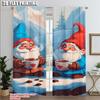 2pcs,2D Plane Printing Light Filtering Curtains Merry Christmas Santa Hat_ Hot Cocoa & Snowy Mountain Scene Versatile Durable