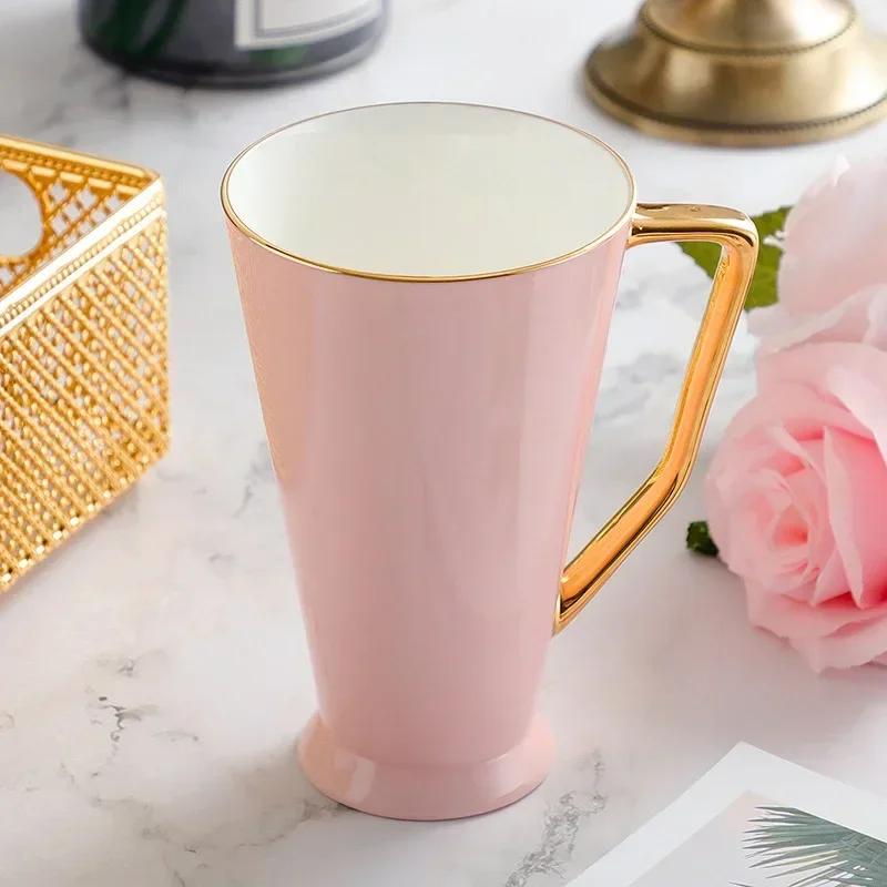 High Bone China Large Capacity High Cup Macaron Simple Water Cup Household Ceramic Coffee Cups Coffee Mug    Mugs Coffee Cups
