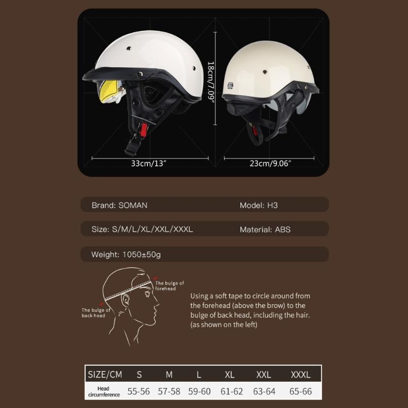 Vintage Open Face Motorbike Helmet Baseball Cap Half Helmet Retro-Men Women for Chopper-Cruiser Street Moped Scooter Cap