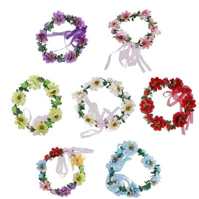 Boho Flower Women Headband Floral Garland Wreath Hair Accs for Photo Shooting