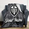 1pc Leeds United F.C. Blanket with Custom Name, Gift, for Men and Women, Soft Blanket, Good for Sofa Bed Couch Travel, Lightweight Flannel Blanket