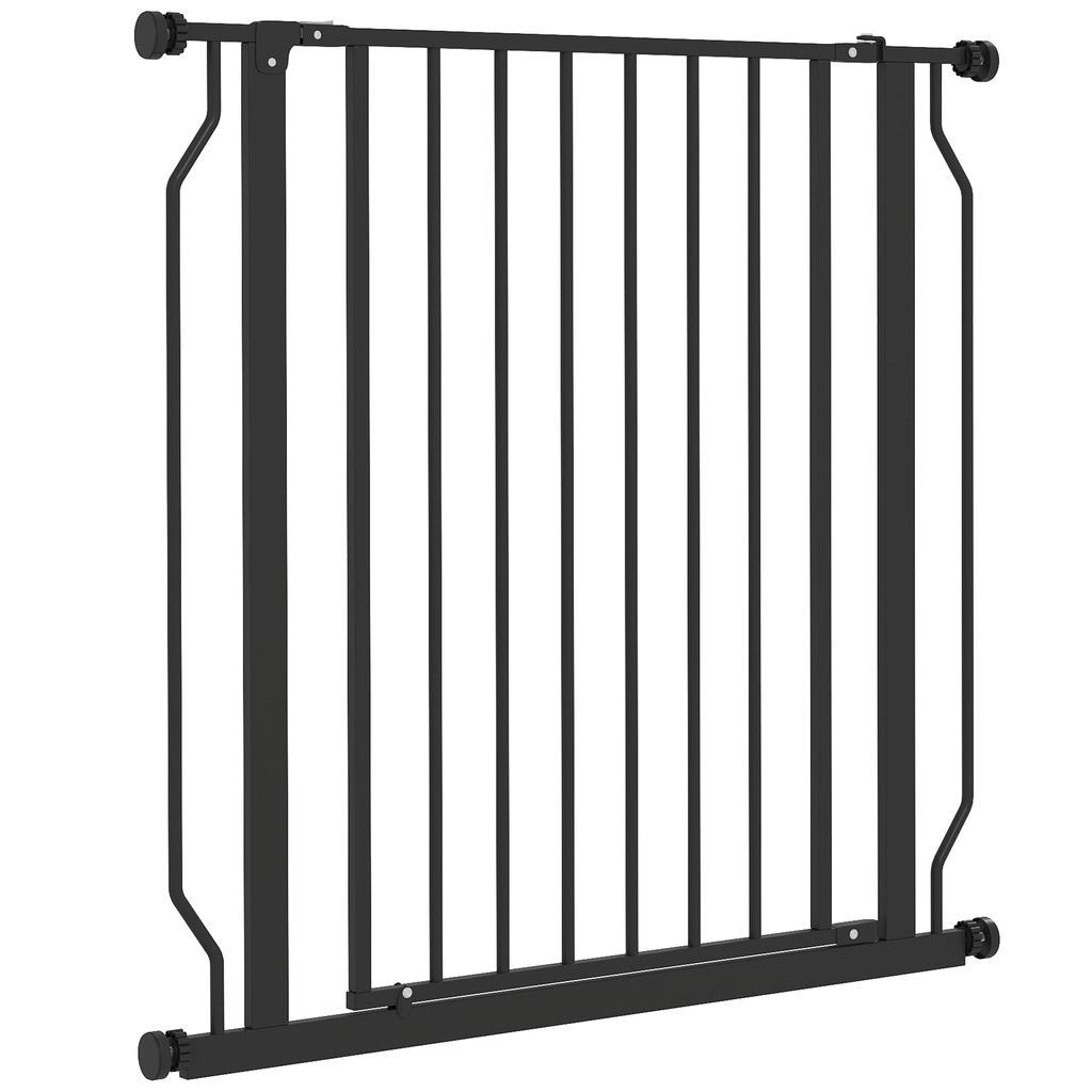 Extendable and Adjustable Dog Gate for Stairs and Doors, Made of Steel and ABS, 75-85x76 cm, Black
