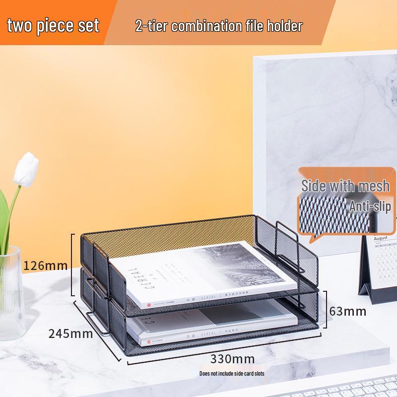 Multi-layer Metal File Organizer and Desktop Document Tray